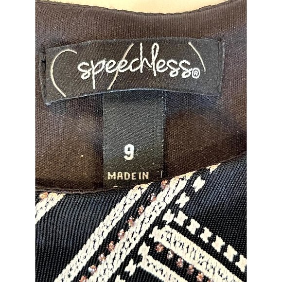 Speechless Women Glitter Bodycon Dress D65721J444 Round Neck Zip Black Silver 9 - Picture 9 of 11